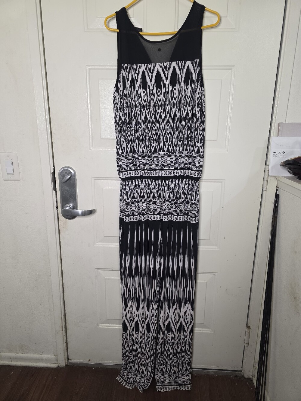 INC International Concepts Black/White‎ Tribal Print Sleeveless Maxi Jumpsuit  L
